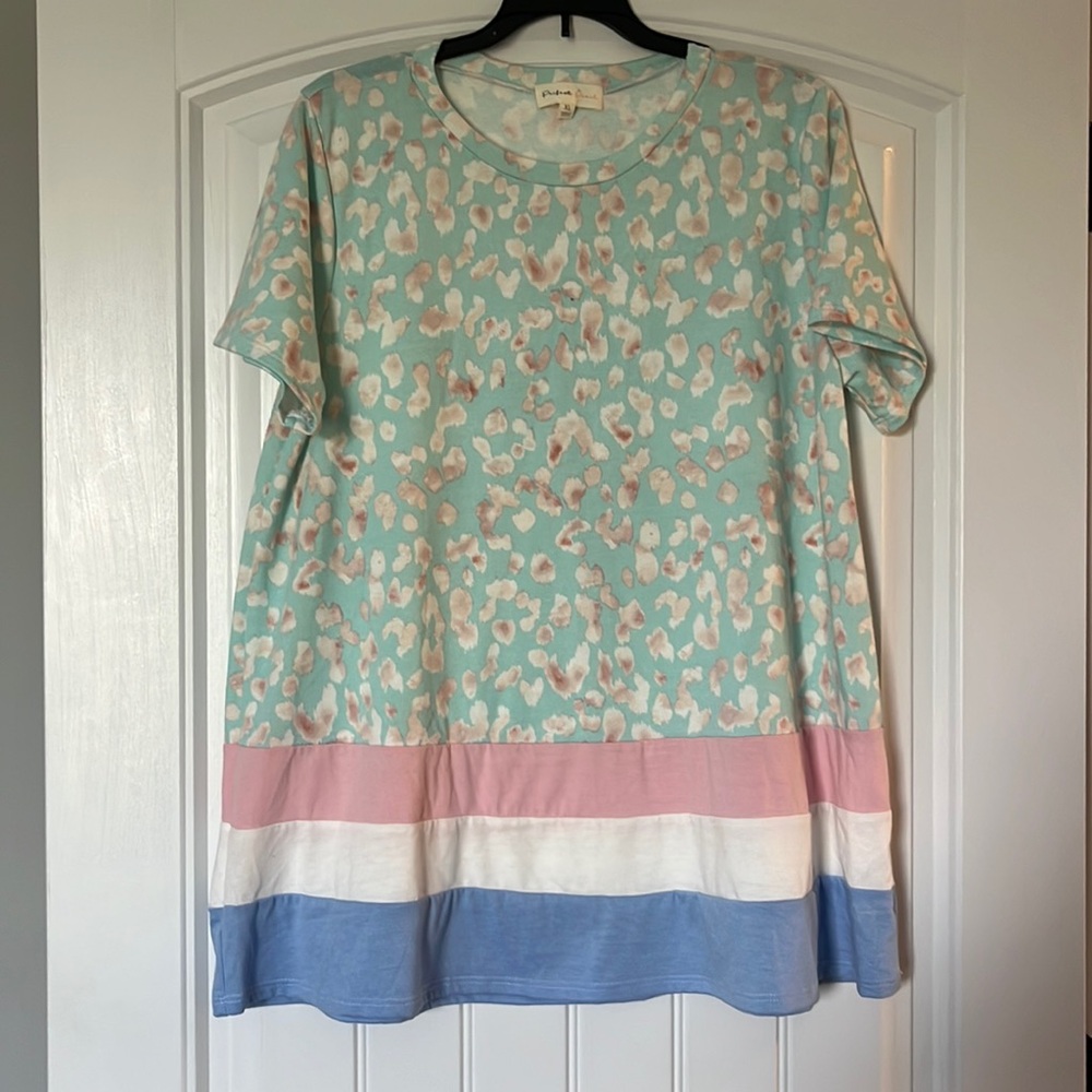 Perfect Peach Pastel Leopard Print Blouse XL